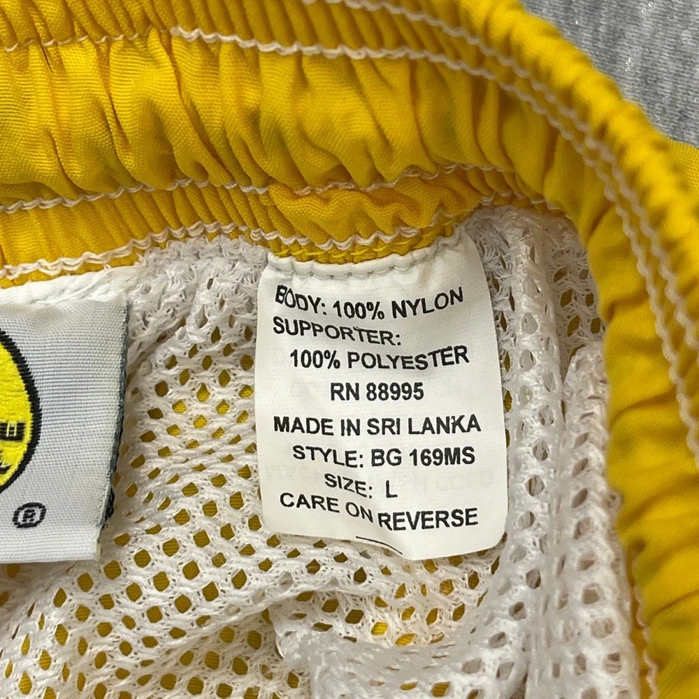 Body Glove Mens Yellow Nylon Swim Trunks Cargo Pocket Mesh Lined Large BG169MS